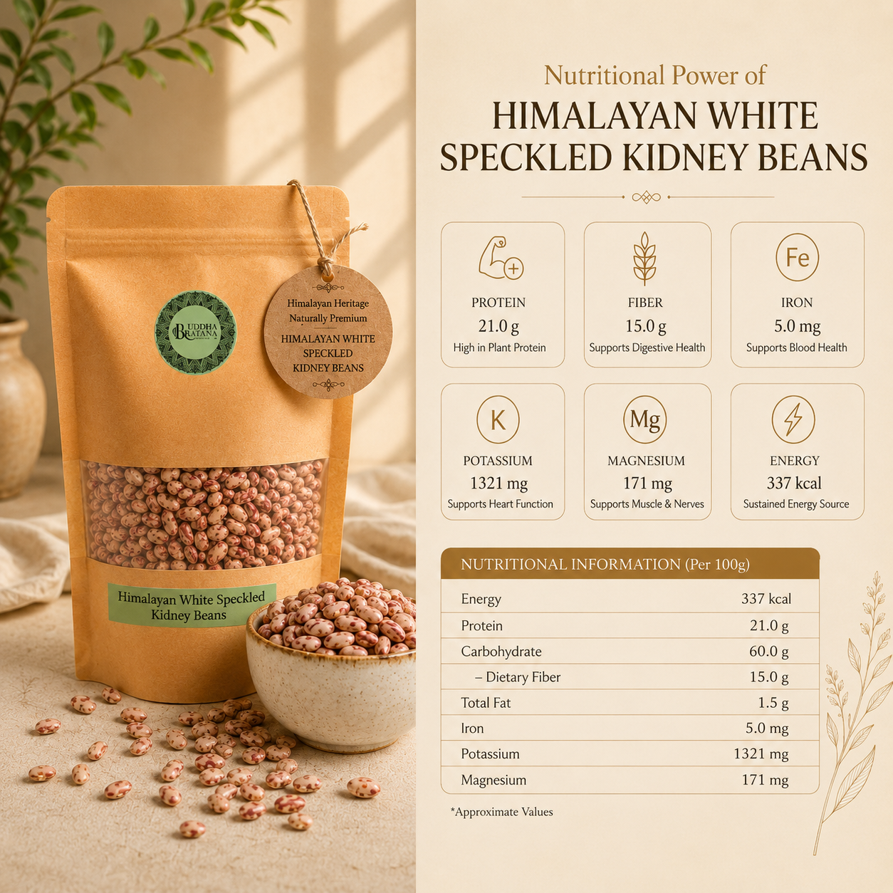 HIMALAYAN WHITE SPECKLED KIDNEY BEANS
