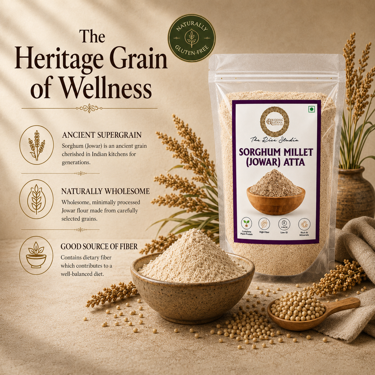 Buddha Ratana Sorghum Millet Flour (Jowar Atta)